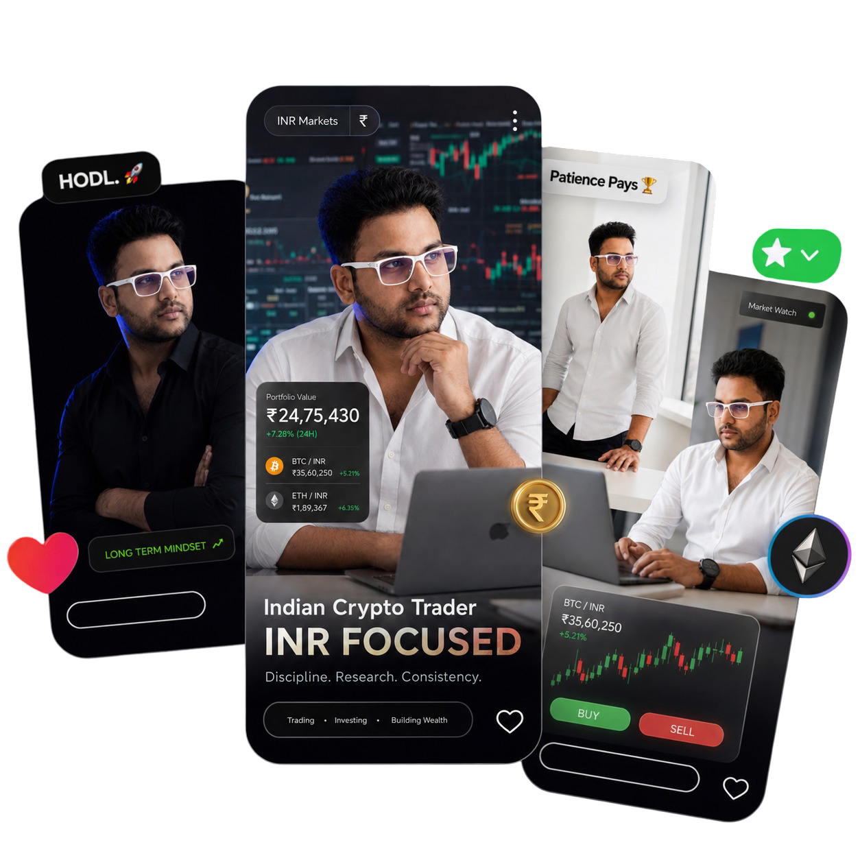 crypdash cockpit — portfolio value, watchlist and market overview